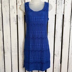 TIANA B Lace‎ Crochet Bodycon Cocktail Dress Size XL Cobalt Blue Wedding Romance